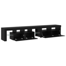 Berkfield Home TV Cabinets 2 pcs with LED Lights Black Oak Engineered Wood - thumbnail 6