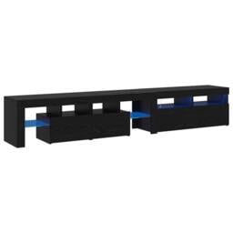 Berkfield Home TV Cabinets 2 pcs with LED Lights Black Oak Engineered Wood - thumbnail 1