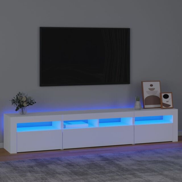 Berkfield Home TV Cabinet with LED Lights White 210x35x40 cm - Size: 210 x 35 x 40 cm - image 1