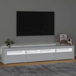 Berkfield Home TV Cabinet with LED Lights White 210x35x40 cm - Size: 210 x 35 x 40 cm - thumbnail 3