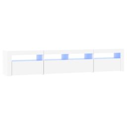 Berkfield Home TV Cabinet with LED Lights White 210x35x40 cm - Size: 210 x 35 x 40 cm - thumbnail 2