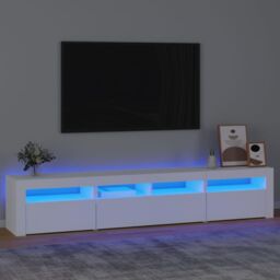 Berkfield Home TV Cabinet with LED Lights White 210x35x40 cm - Size: 210 x 35 x 40 cm - thumbnail 1