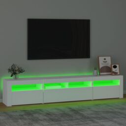 Berkfield Home TV Cabinet with LED Lights White 210x35x40 cm - Size: 210 x 35 x 40 cm - thumbnail 4