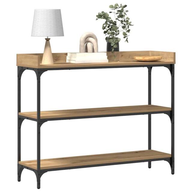 Berkfield Home Modern Console Table Artisan Oak 100x30x80 cm Engineered Wood & Steel in Brown - Size: 100 x 30 x 80 cm - image 1