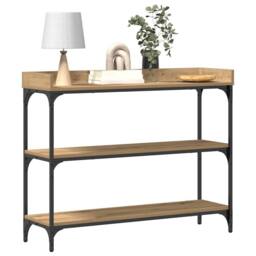 Berkfield Home Modern Console Table Artisan Oak 100x30x80 cm Engineered Wood & Steel in Brown - Size: 100 x 30 x 80 cm