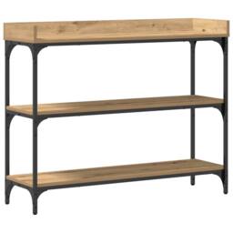 Berkfield Home Modern Console Table Artisan Oak 100x30x80 cm Engineered Wood & Steel in Brown - Size: 100 x 30 x 80 cm - thumbnail 3