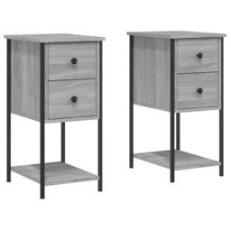 Berkfield Home Durable Bedside Cabinets 2 pcs Grey Sonoma 32x42x70 cm Engineered Wood - Size: 32 x 42 x 70 cm - thumbnail 3