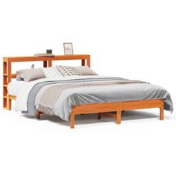 Berkfield Home Bed Frame without Mattress Wax Brown 135x190 cm Double Solid Wood Pine - thumbnail 2