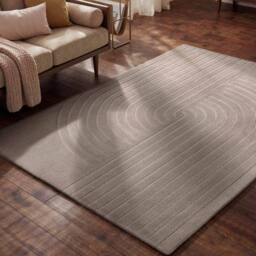 THE RUGS Vikosa Arcura Wool Rug Abstract Living Room in Light Grey - Size: 150 cm diameter - thumbnail 4