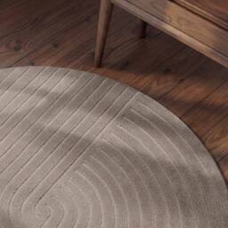 THE RUGS Vikosa Arcura Wool Rug Abstract Living Room in Light Grey - Size: 150 cm diameter - thumbnail 5