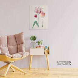 "Artery8 Blooming Tulip Flower Anselmus de Boodt Canvas Wall Art Print in White - Size: W12"" x H16""" - thumbnail 3