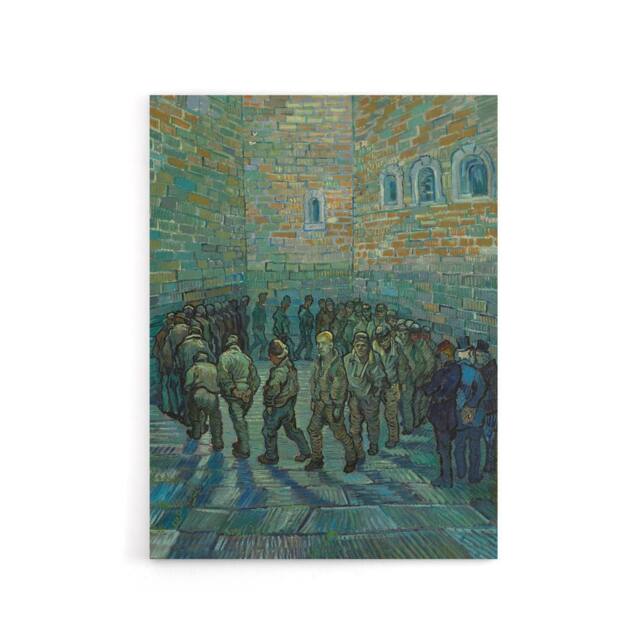 "Artery8 Penitentiary Prisoners Exercising Van Gogh Canvas Wall Art in Blue - Size: W18"" x H24""" - image 1