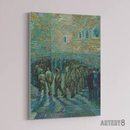 "Artery8 Penitentiary Prisoners Exercising Van Gogh Canvas Wall Art in Blue - Size: W18"" x H24""" - thumbnail 2