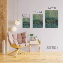 "Artery8 Penitentiary Prisoners Exercising Van Gogh Canvas Wall Art in Blue - Size: W18"" x H24""" - thumbnail 4