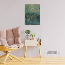 "Artery8 Penitentiary Prisoners Exercising Van Gogh Canvas Wall Art in Blue - Size: W18"" x H24""" - thumbnail 3