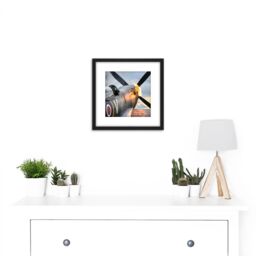 Artery8 Taylor Military UK Spitfire TE311 Fighter Plane Photo 8X8 Inch Square Wooden Framed Wall Art Print Picture with Mount in Black - thumbnail 2
