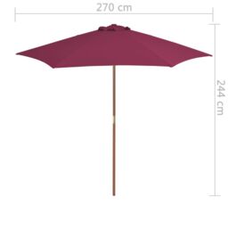 Berkfield Home Outdoor Parasol with Wooden Pole 270 cm Bordeaux Red - thumbnail 6