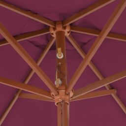 Berkfield Home Outdoor Parasol with Wooden Pole 270 cm Bordeaux Red - thumbnail 5