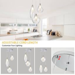 NIVOR 3 LED G9 Light Glass Cluster Globe Adjustable Hanging Pendant 3000k in Clear - thumbnail 4