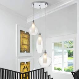 NIVOR 3 LED G9 Light Glass Cluster Globe Adjustable Hanging Pendant 3000k in Clear - thumbnail 1