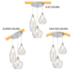 NIVOR 3 LED G9 Light Glass Cluster Globe Adjustable Hanging Pendant 3000k in Clear - thumbnail 5