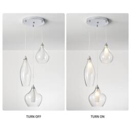 NIVOR 3 LED G9 Light Glass Cluster Globe Adjustable Hanging Pendant 3000k in Clear - thumbnail 3
