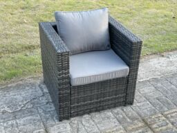Fimous Rattan Garden Furniture Set 8 Seater Patio Outdoor Lounge Sofa Set with 2 Armchairs Square Coffee Table Dark Grey Mixed - thumbnail 4