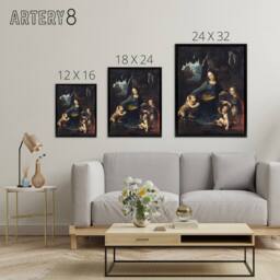 "Artery8 The Virgin of the Rocks da Vinci Vintage Black Framed Canvas Wall Art in Brown - Size: W12"" x H16""" - thumbnail 4