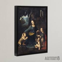 "Artery8 The Virgin of the Rocks da Vinci Vintage Black Framed Canvas Wall Art in Brown - Size: W12"" x H16""" - thumbnail 2
