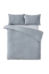 Catherine Lansfield Crinkle Seersucker Duvet Cover Set in Blue - Size: Single - thumbnail 4