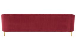 Orsina 3‑Seat Wine Velvet Sofa With Brushed Gold Stainless Steel Legs, Bold Channel Tufted Luxury Lounge Sofa in Red - thumbnail 4