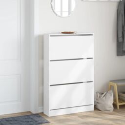 Berkfield Home Shoe Cabinet White 80x21x125.5 cm Engineered Wood - thumbnail 3