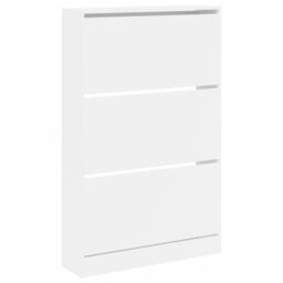 Berkfield Home Shoe Cabinet White 80x21x125.5 cm Engineered Wood - thumbnail 4