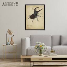 "Artery8 Stag Beetle Nature Study Albrecht Durer Framed Canvas Wall Art Print in Beige - Size: W18"" x H24""" - thumbnail 3