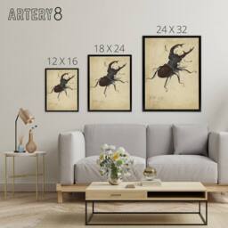"Artery8 Stag Beetle Nature Study Albrecht Durer Framed Canvas Wall Art Print in Beige - Size: W18"" x H24""" - thumbnail 4