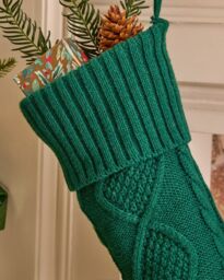 Dibor Set of 4 Green Chunky Knit Xmas Gift Decoration Christmas Stocking - Size: 4 Pack - thumbnail 3