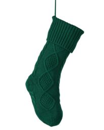 Dibor Set of 4 Green Chunky Knit Xmas Gift Decoration Christmas Stocking - Size: 4 Pack - thumbnail 2
