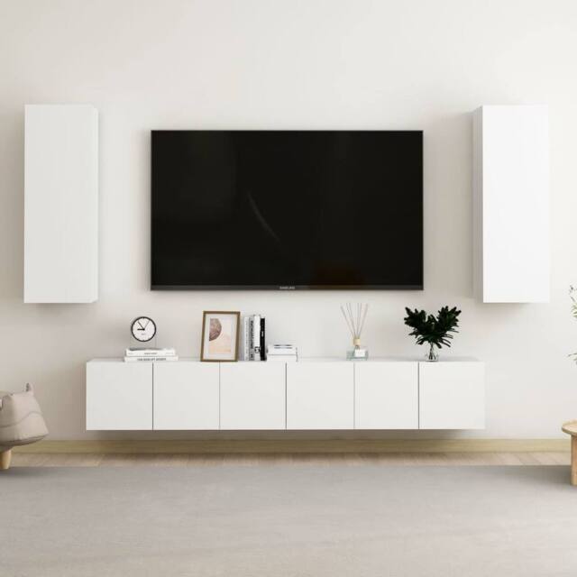 Berkfield Home 5 Piece TV Cabinet Set White Engineered Wood - image 1
