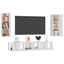 Berkfield Home 5 Piece TV Cabinet Set White Engineered Wood - thumbnail 3