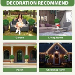 MANTRARAJ 28CM Solar Powered Topiary Ball 20 LED Flower Lights Garden Decoration in Green - thumbnail 4