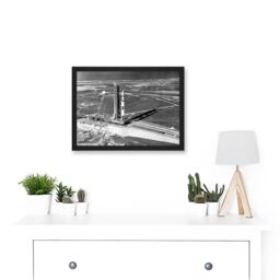 Artery8 Space Nasa Aerial View Apollo 11 Saturn V Rocket USA Moon Mission Artwork Framed Wall Art Print A4 in Black - thumbnail 2