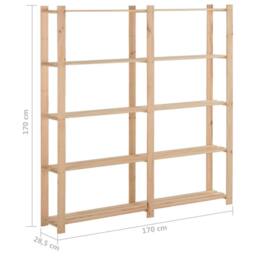 Berkfield Home 5-Tier Storage Rack 170x28.5x170 cm Solid Pinewood in Brown - thumbnail 6