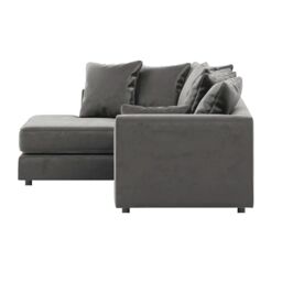 Furnishings For Less UK Brooklyn Plush Velvet 3 to 4 Seater L Shaped Corner Sofa Left Hand Facing in Grey - thumbnail 3