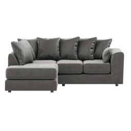 Furnishings For Less UK Brooklyn Plush Velvet 3 to 4 Seater L Shaped Corner Sofa Left Hand Facing in Grey - thumbnail 2
