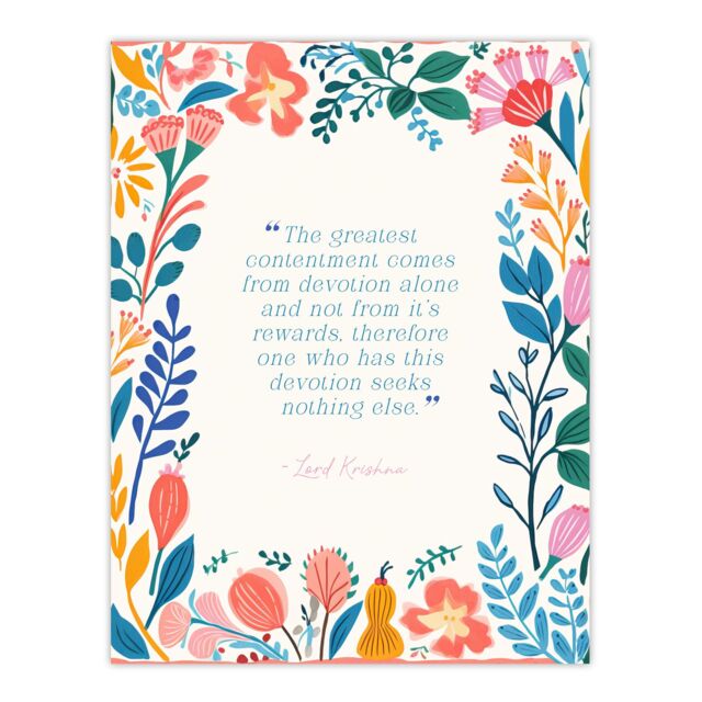 "Artery8 Wall Art Print Hinduism Devotion Lord Krishna Veda Hindu Quote Floral Poster - Size: W24"" x H32""" - image 1