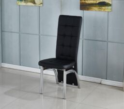 Modernique Set of 6 Dining Chairs with High Back in Faux Leather Chrome Frame Solid Build in Black - thumbnail 3