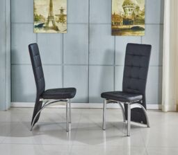 Modernique Set of 6 Dining Chairs with High Back in Faux Leather Chrome Frame Solid Build in Black - thumbnail 1
