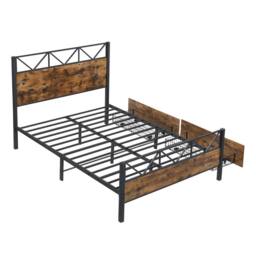 BTM Metal Storage Bed with 2 Drawers, Black & Wood Finish - Size: Double - thumbnail 7
