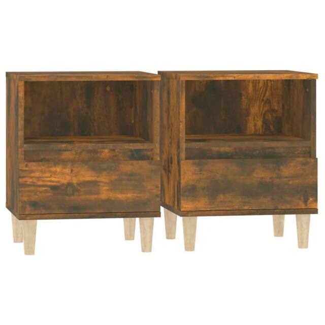 Berkfield Home Bedside Cabinets 2 pcs Smoked Oak 40x35x50 cm in Brown - Size: 40 x 35 x 50 cm - image 1