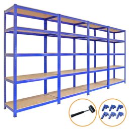 Monstershop 4 x 90cm Blue Storage Racks with 4200kg Capacity, Free Bay Connectors - Size: 4 x 90 cm - thumbnail 2